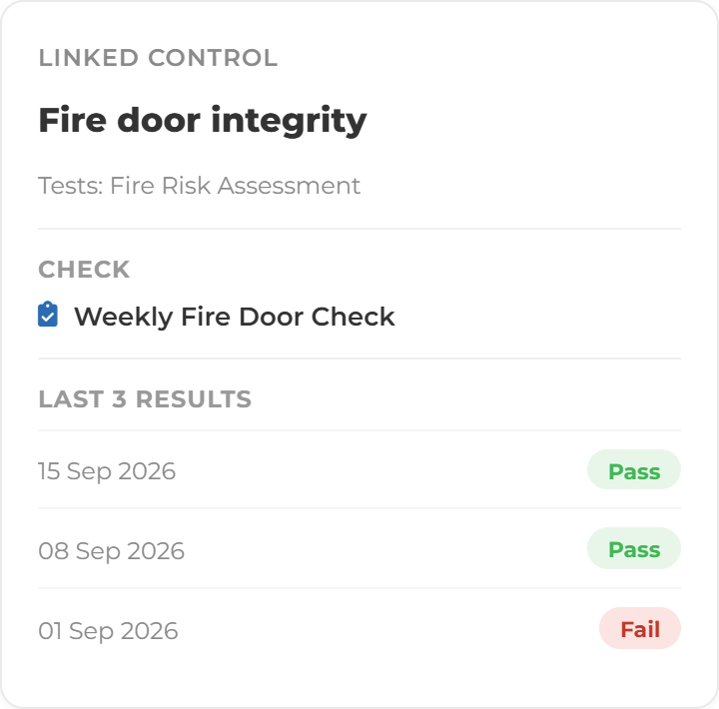 Assessment Register Cards - Fire Door