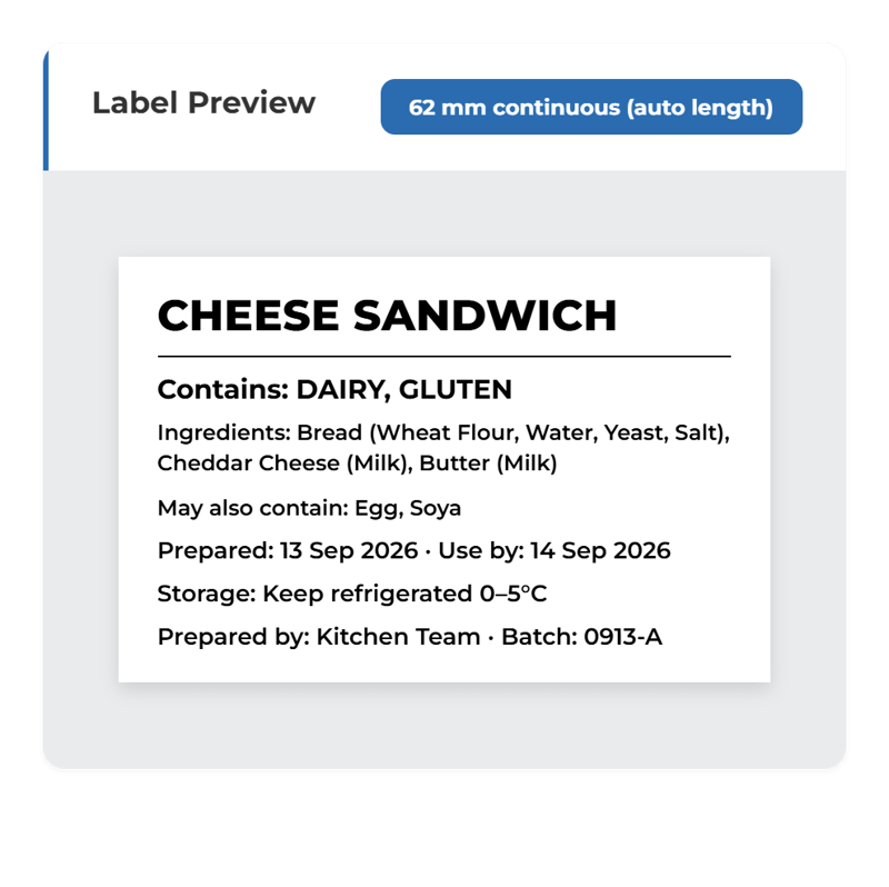 Cheese Sandwich Label
