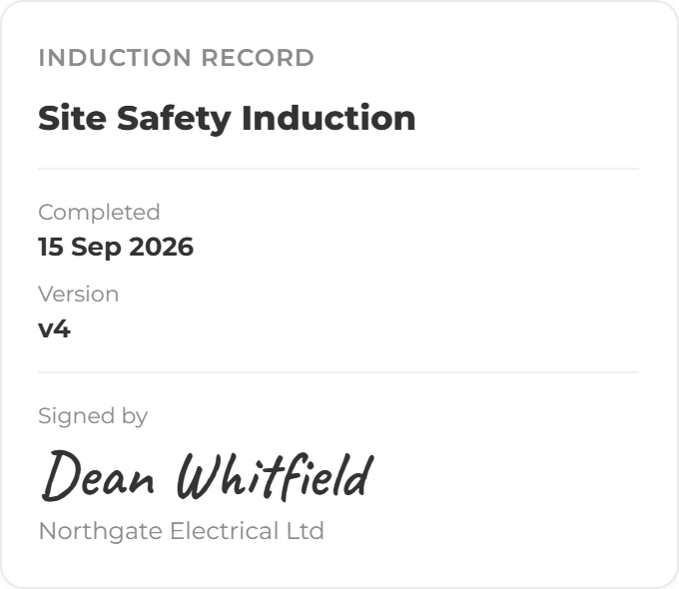 Contractor Record Screens- induction record