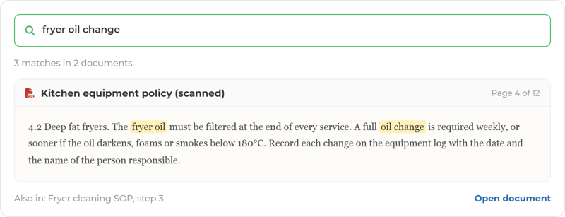 Document Management Screens - search