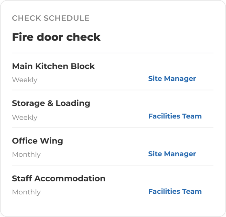 Fire Compliance Screens- Check Schedule