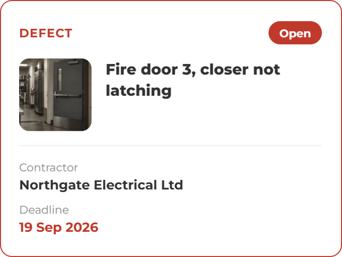 Fire Safety Dashboard Cards- Defectf
