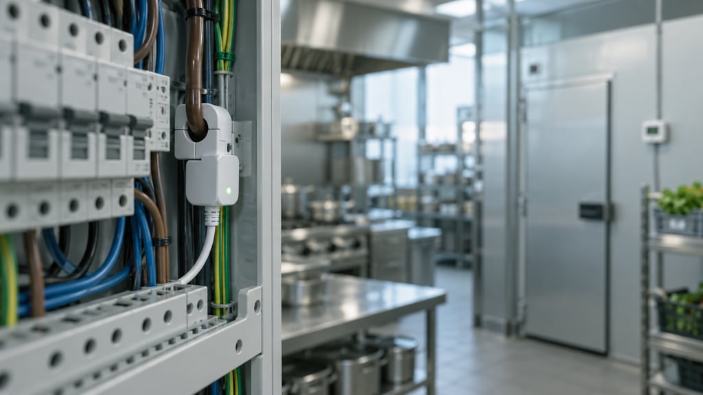 Green-lit energy clamp in kitchen panel-1