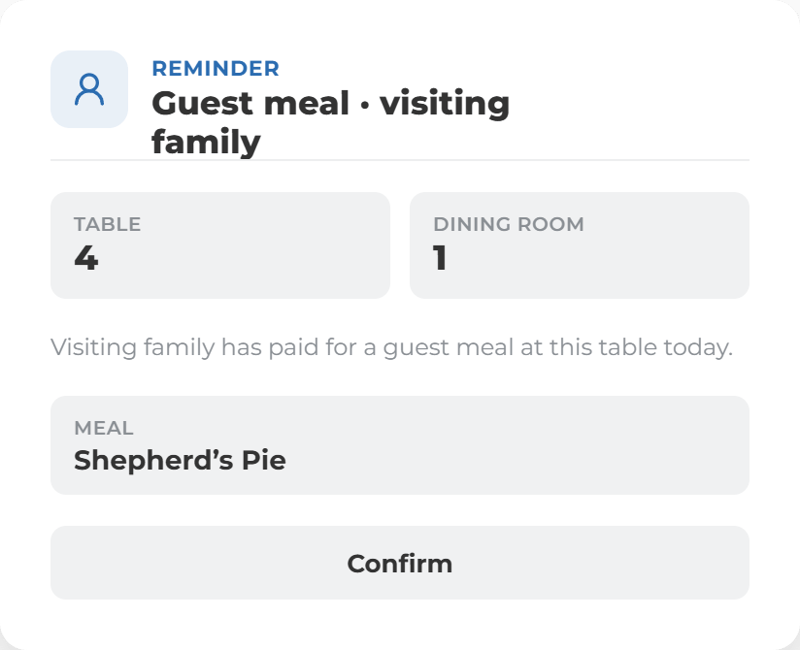 Guest Meal Popup