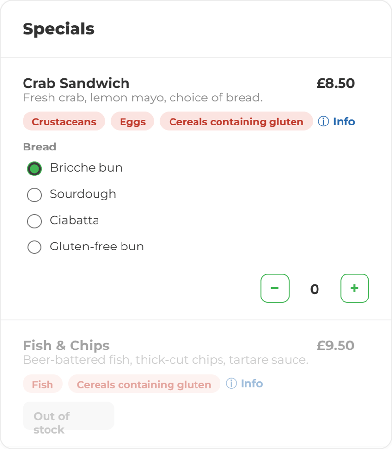 POS Order Screen Specials