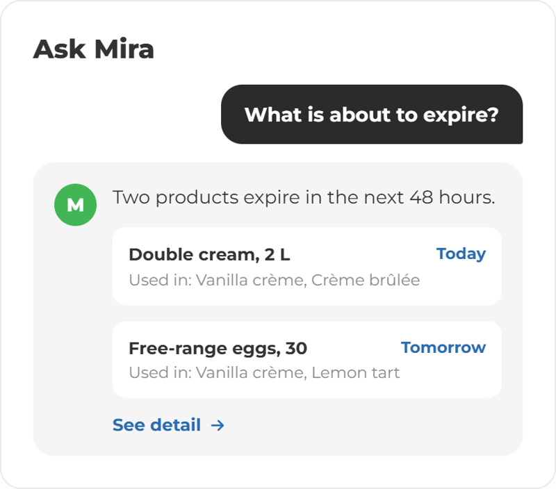 Recipe & Traceability Cards- Mira