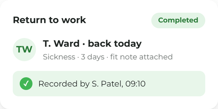 Scheduling Cards- return to work