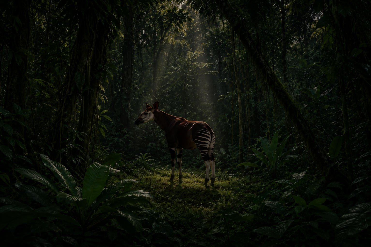Okapi in the rainforest 