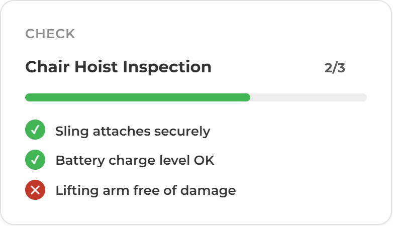 Inspection Compliance Cards Chair Hoist