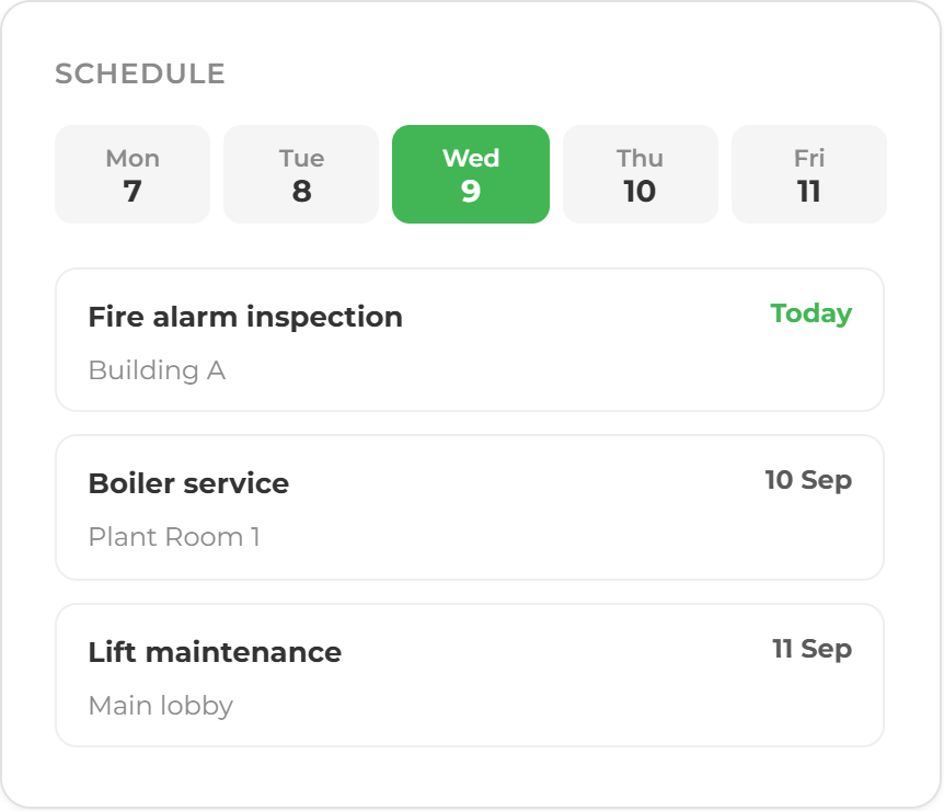 Schedule Compliance Condition Cards-selection