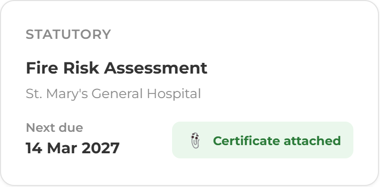 Site Compliance Contractor Card - Fire Risk Assessment